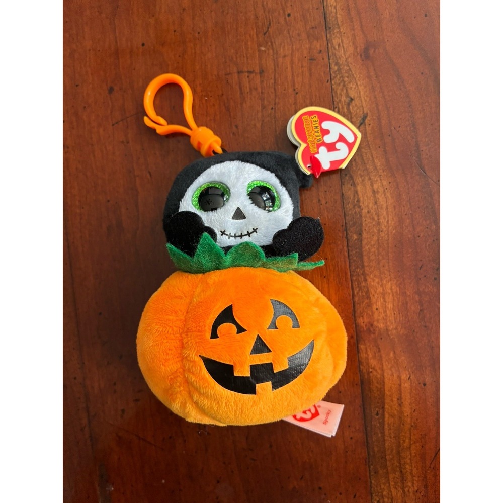 TY Halloween Beanie Baby Spooky The‎ Reaper In Pumpkin